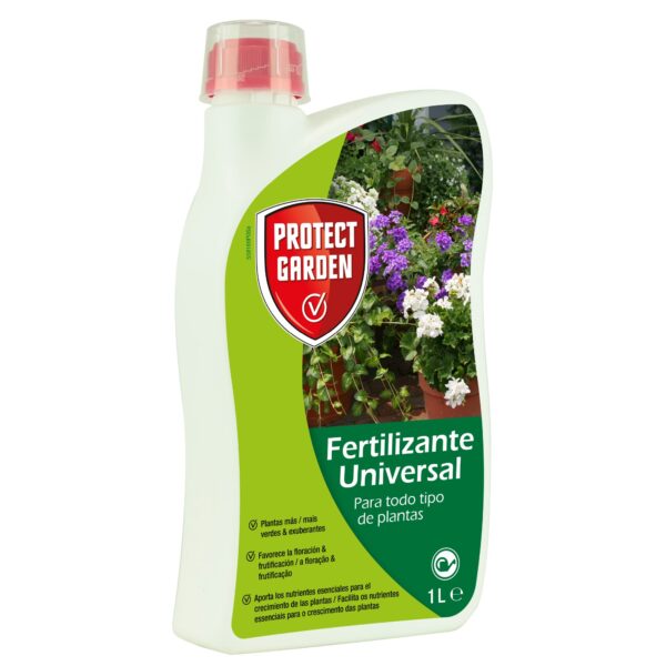 PROTECT GARDEN Fertilizante Universal Líquido para Plantas Ornamentales, frutales y hortícolas en Interior, 1 litro, Fertilizante líquido con micronutrientes, Gris